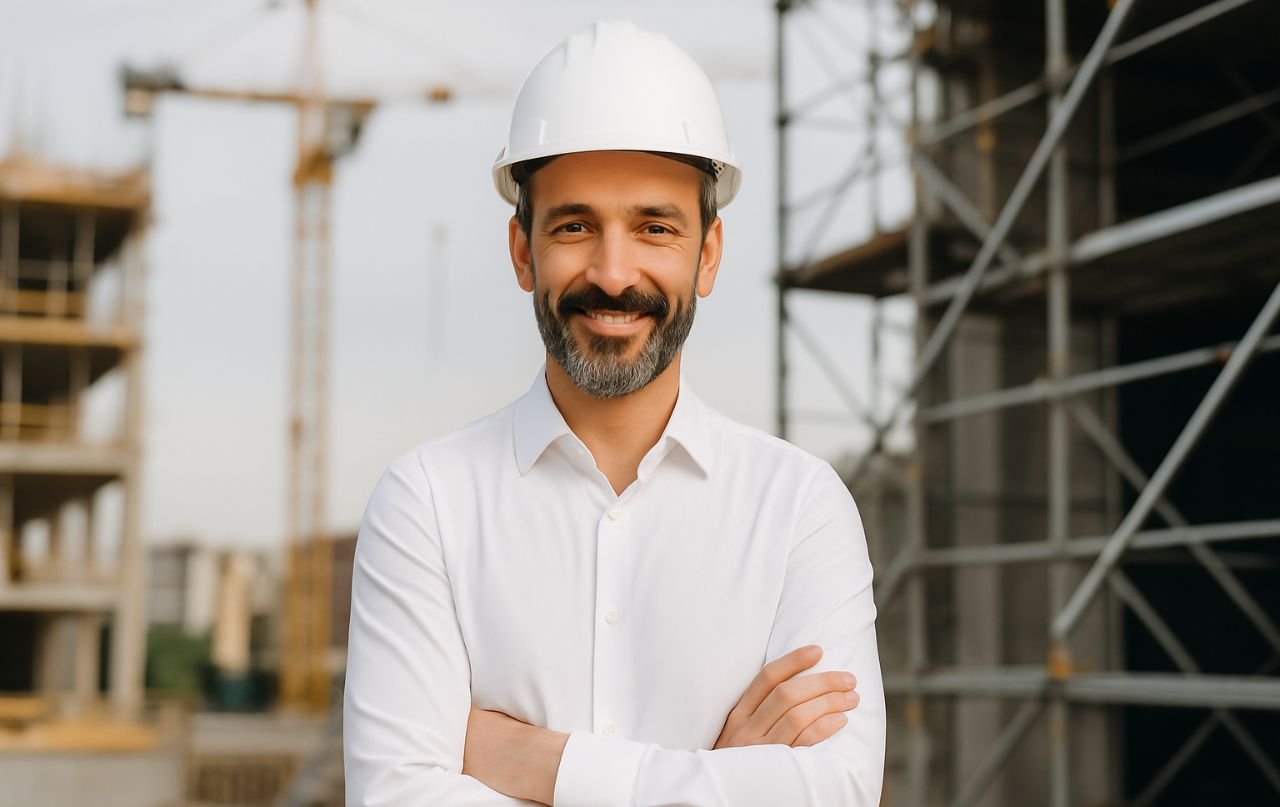 Ingeniero feliz en página de inicio de Arquitecto técnico en Las Palmas